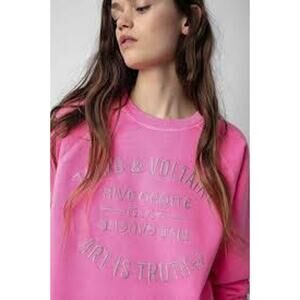ZADIG & VOLTAIRE Upper Blason Hot Pink Sweatshirt Embroidered ART IS TRUTH S
